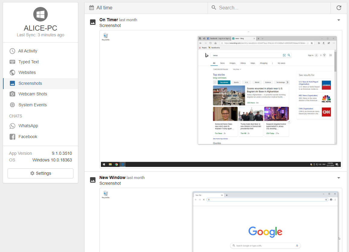 Refog periodic desktop screenshots